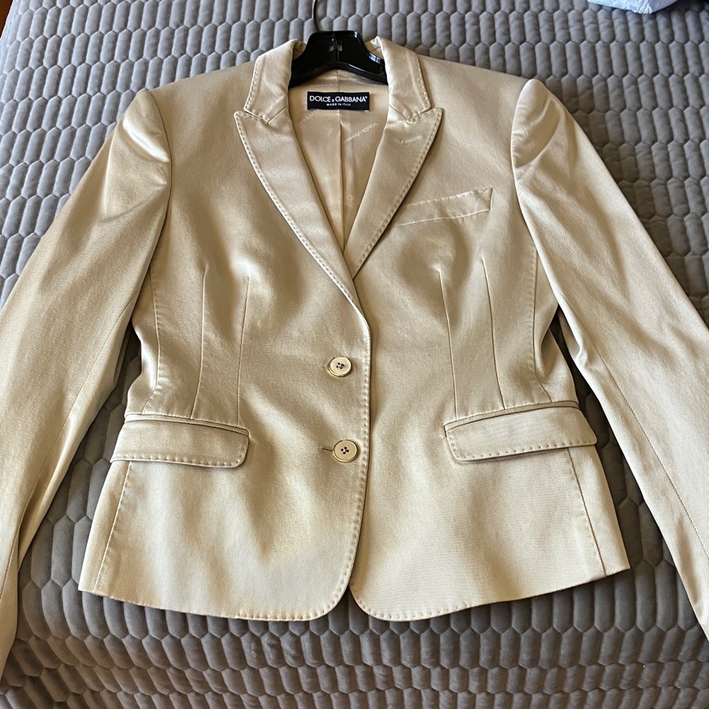 Dolce & Gabbana silk and cotton blend Beige Women's Blazer - Picture 3 of 4